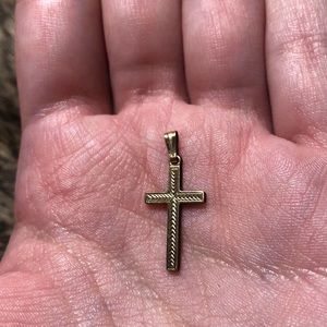 Vintage gold filled etched/engraved cross pendant